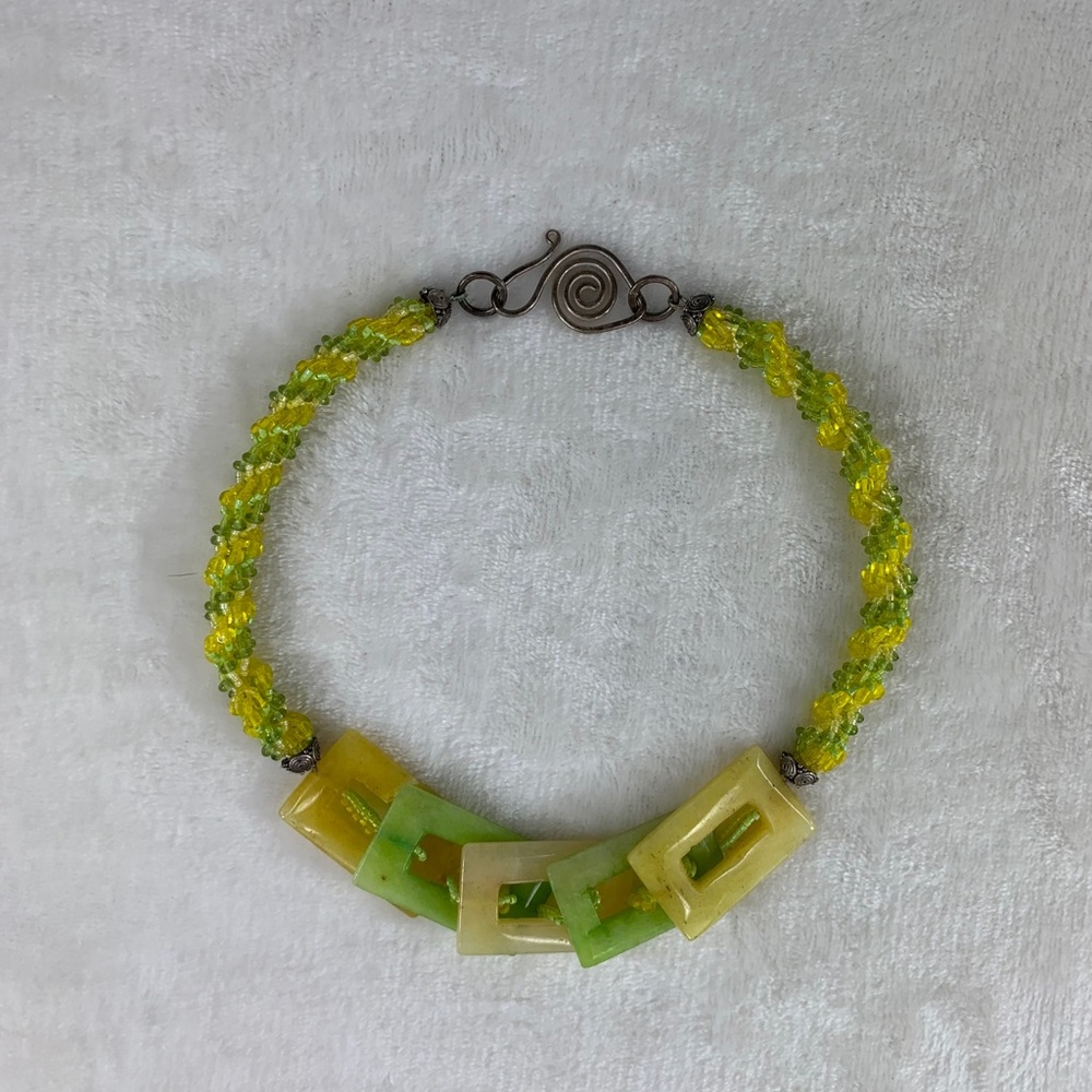 Yellow and Green Beaded Necklace